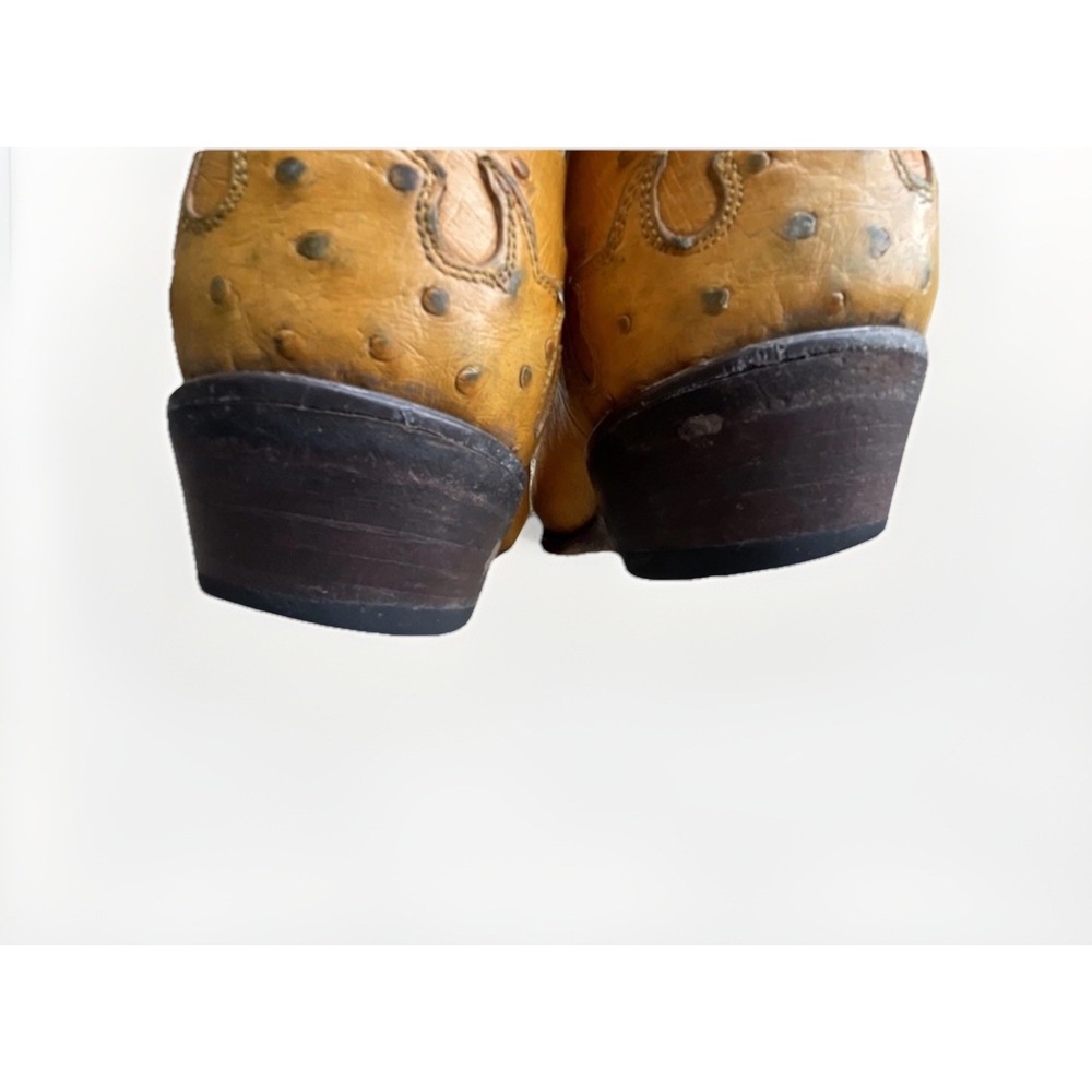 Vintage Dos De Oro Genuine Ostrich Tan Honey Western Cowboy Boots 6.5 US 25.5MX - Picture 6 of 13